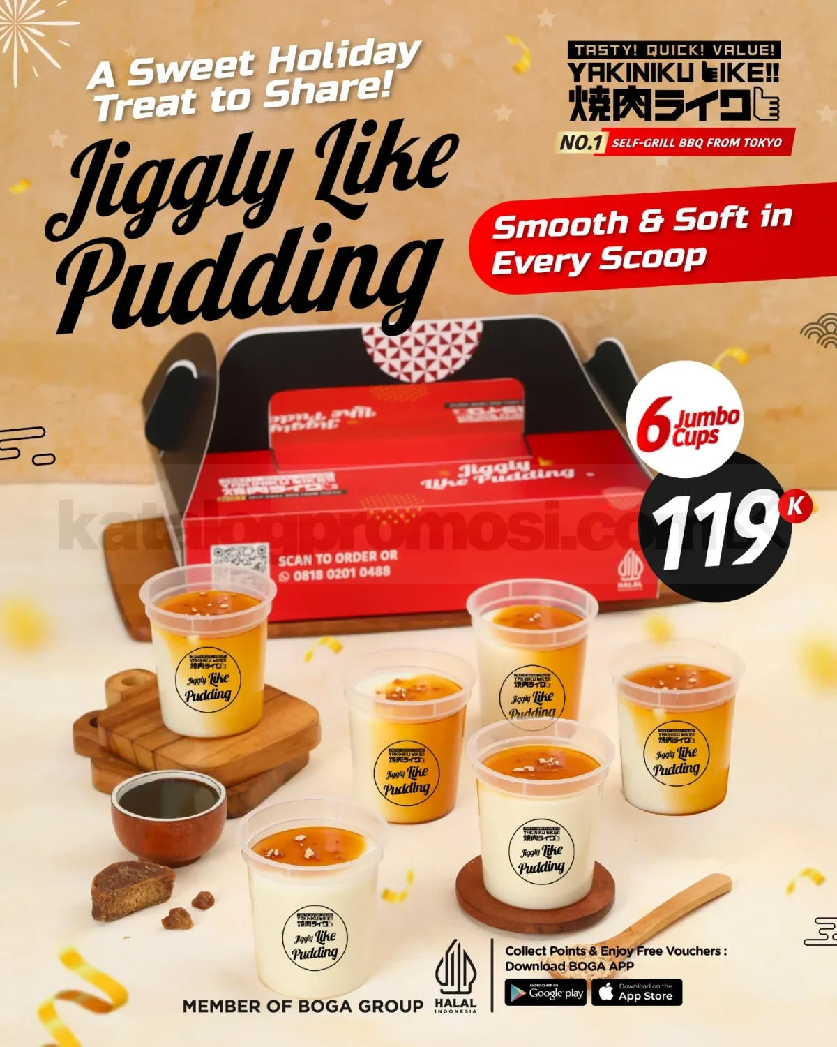 Promo Yakiniku Like Holiday Pudding 6 Cup Jumbo Rp. 119.000 Promo Yakiniku Like Holiday Pudding 6 Cup Jumbo Rp. 119.000 untuk sharing dessert liburan