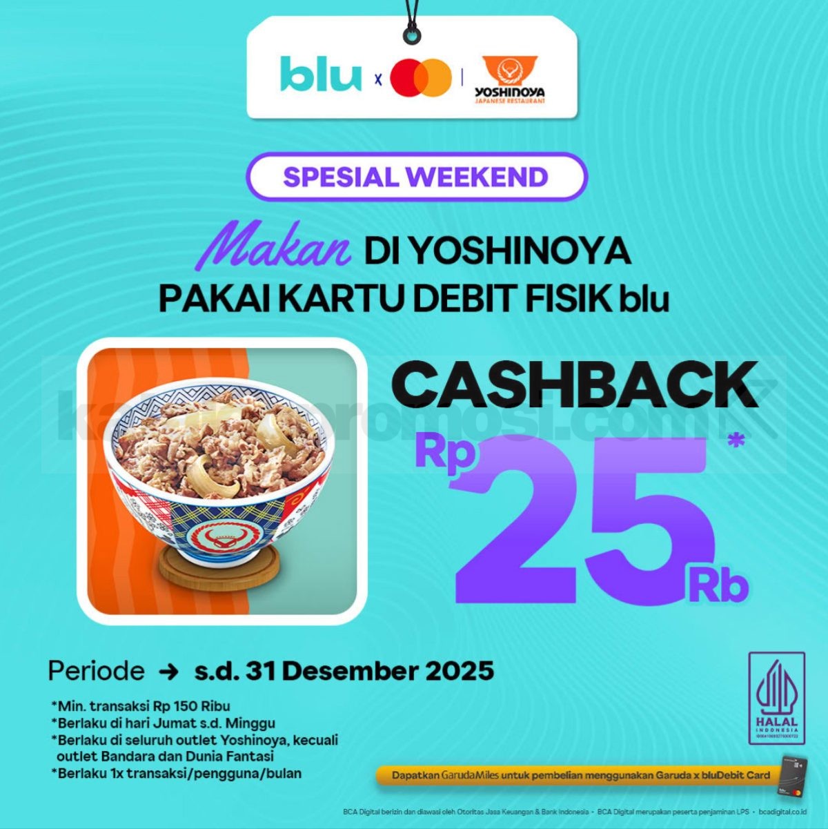 Promo Yoshinoya QRIS blu Cashback Rp 15 Ribu Promo Yoshinoya QRIS blu cashback Rp 15 ribu berlaku 23 Mei–31 Desember 2025