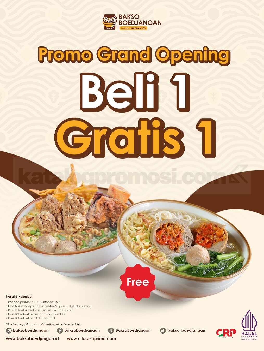 Promo Grand Opening Bakso Boedjang Bulungan & Cempaka Putih Beli 1 Gratis 1 Promo Grand Opening Bakso Boedjang Bulungan & Cempaka Putih Beli 1 Gratis 1 1