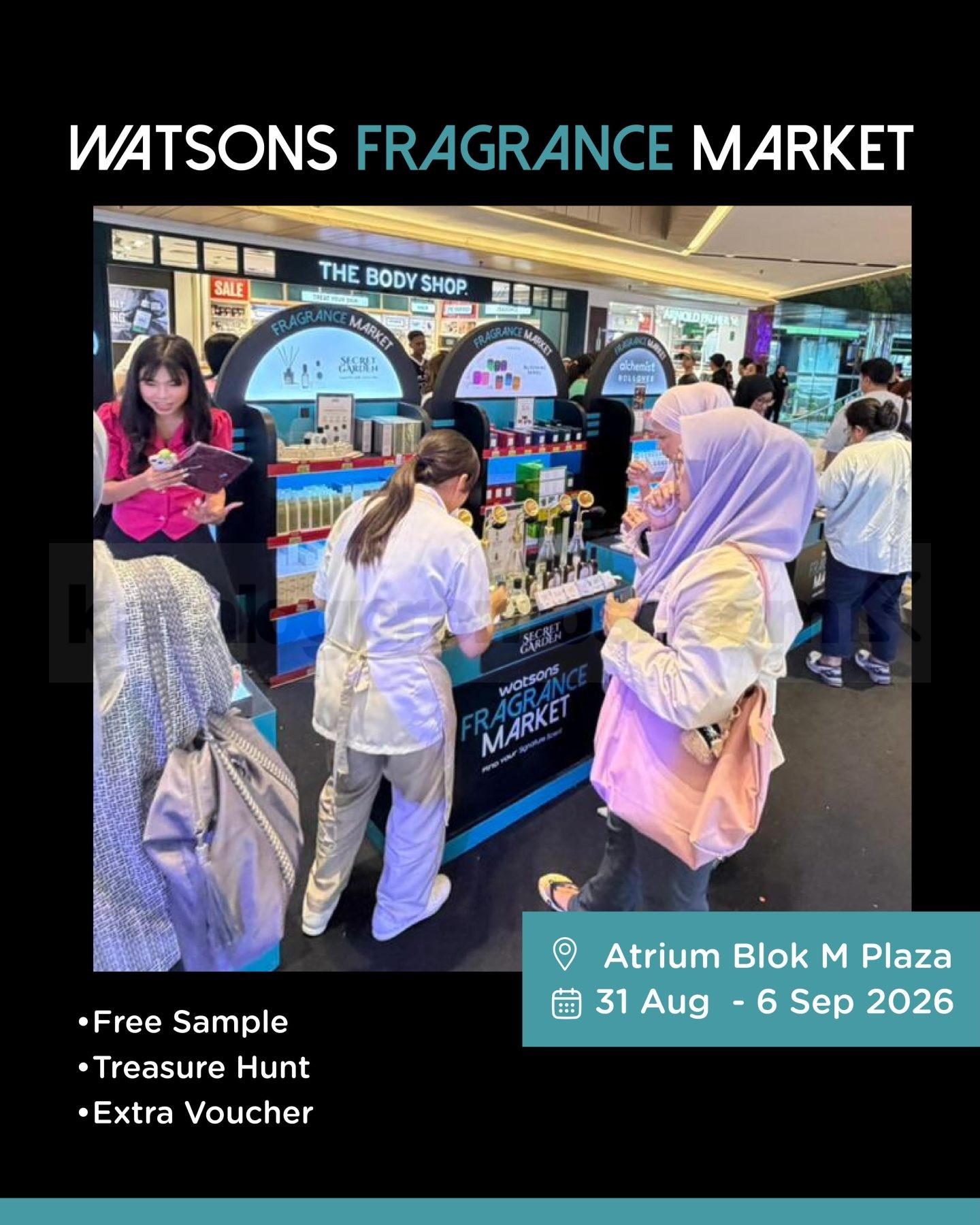 Watsons Fragrance Market di Blok M Plaza Watsons Fragrance Market di Blok M Plaza dengan free sample, treasure hunt, dan extra voucher