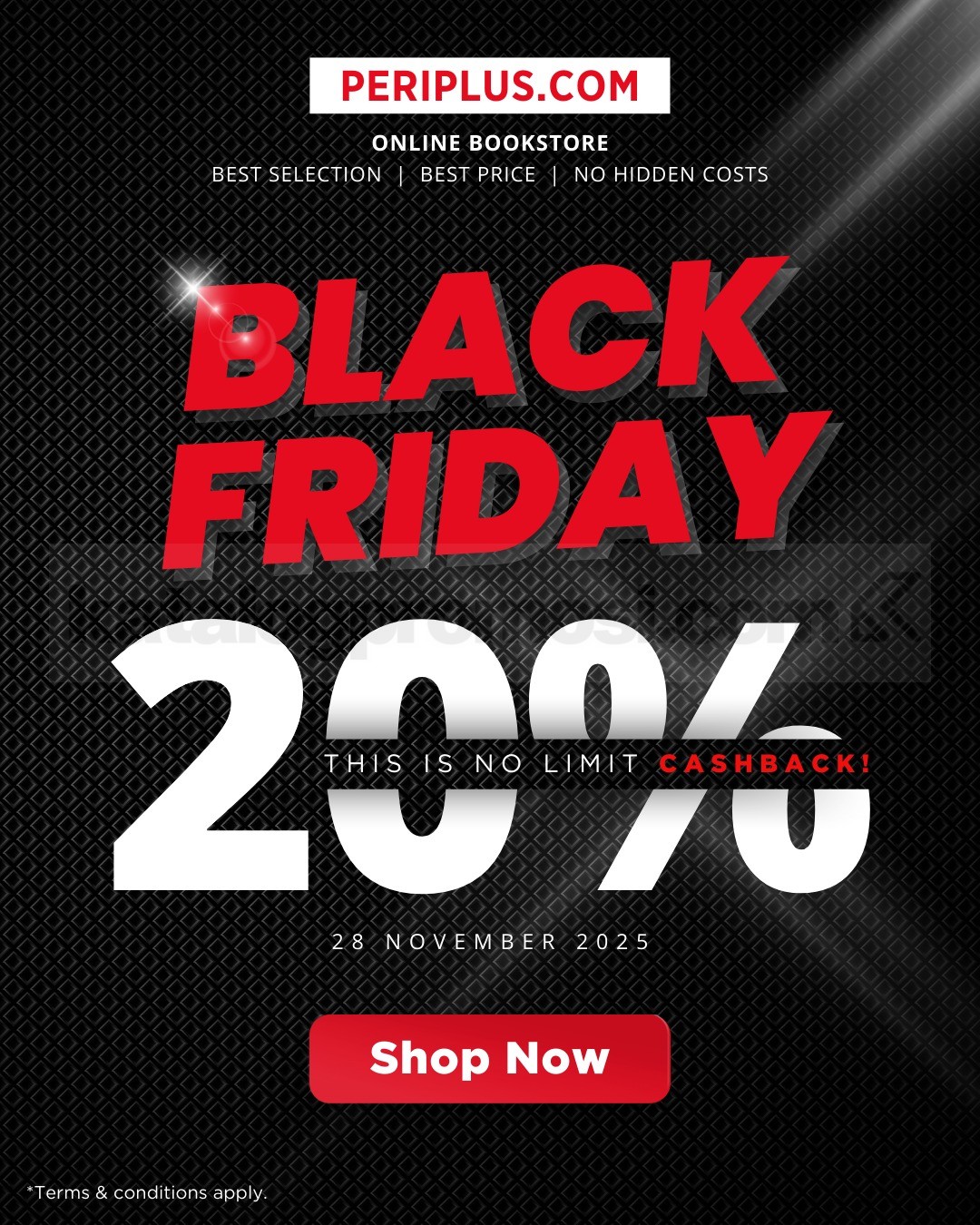 Periplus Black Friday Deal Cashback 20% No Limit! 