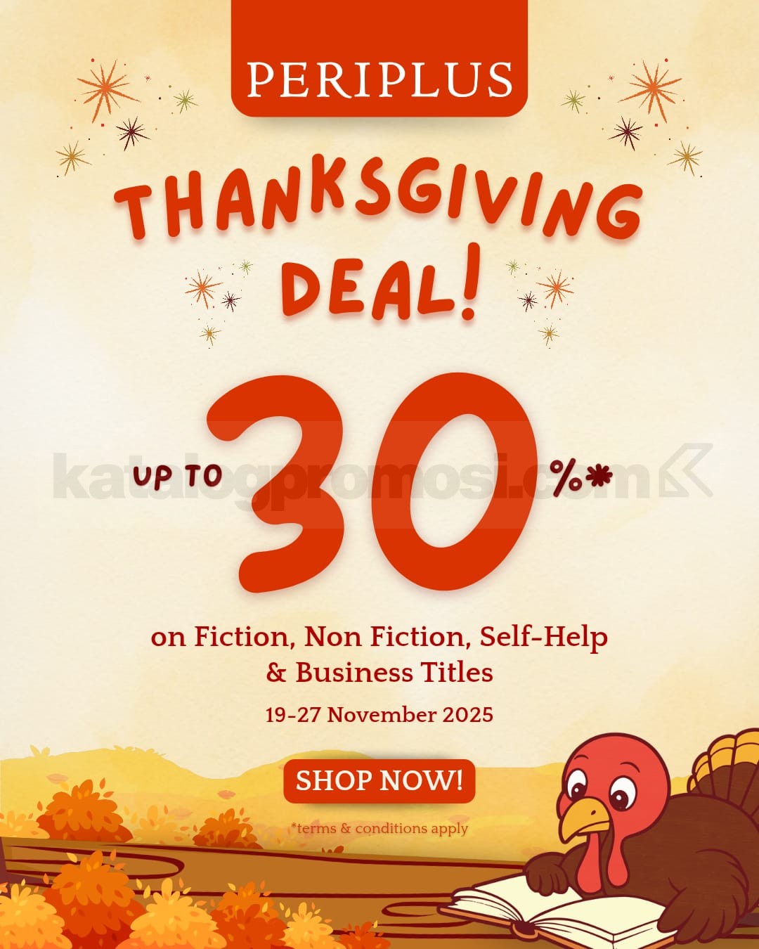 Periplus Thanksgiving Deal Diskon 30% untuk Koleksi Buku Terbaik! 
