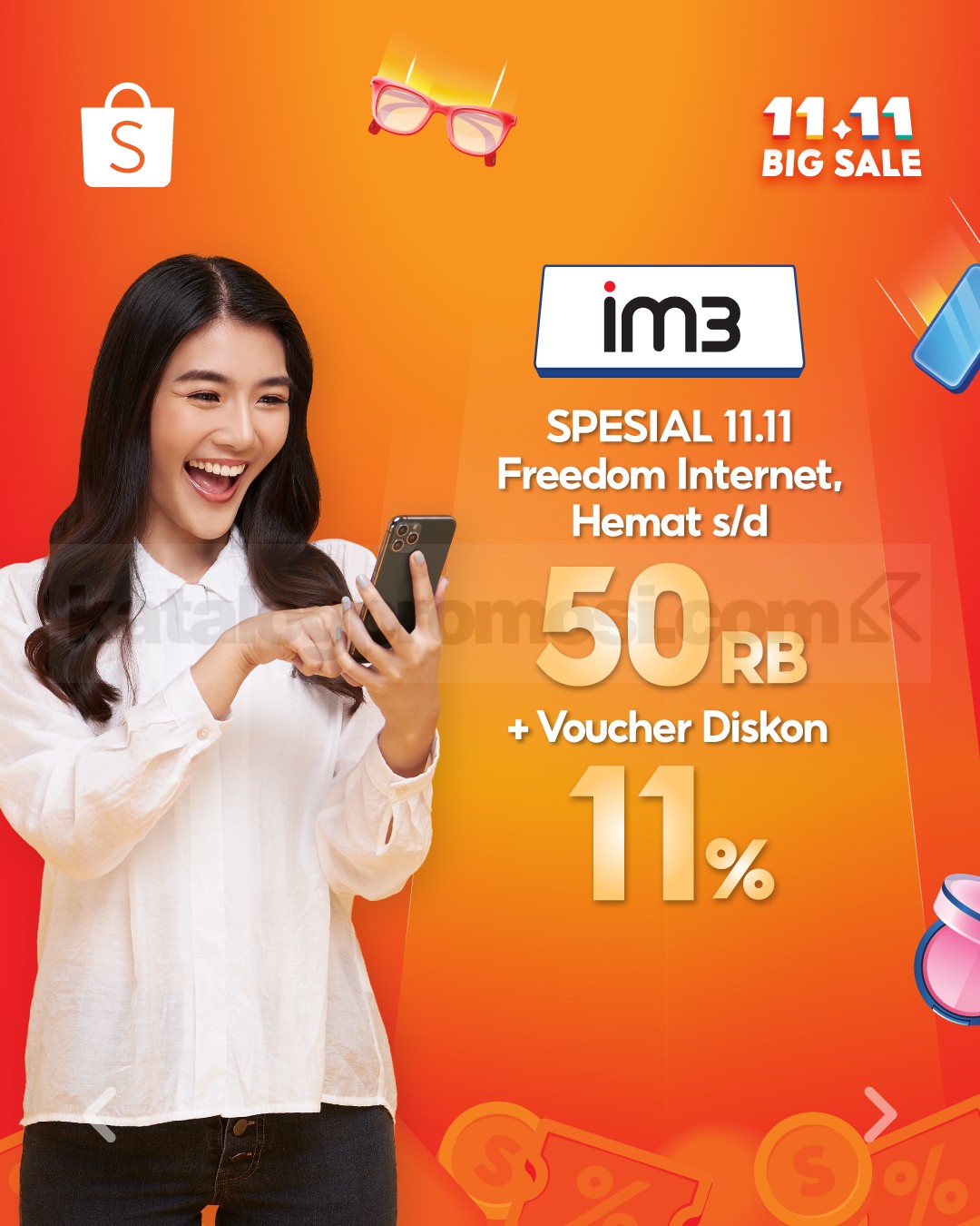 Promo IM3 di Shopee 11.11 Hemat hingga 50K + Voucher 11%