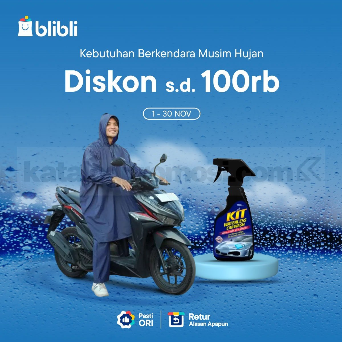 Promo Otomotif di Blibli Perlengkapan Musim Hujan Diskon 100K 