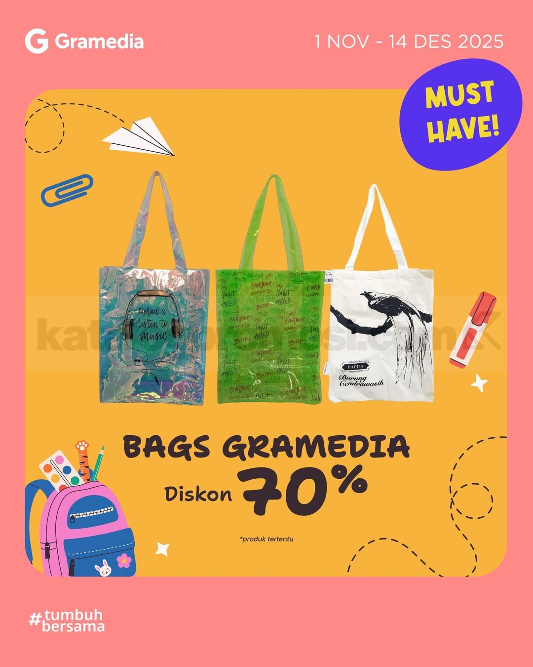 Promo Tas di Gramedia Diskon hingga 70%