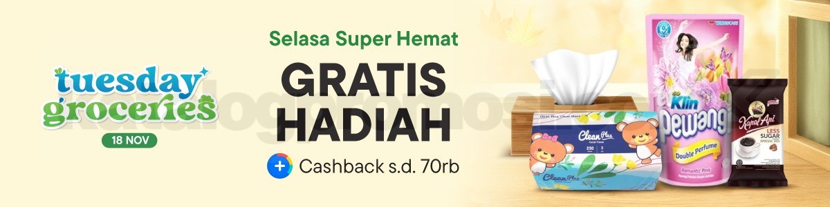Promo Tuesday Groceries Blibli Gratis Hadiah + Cashback 70K