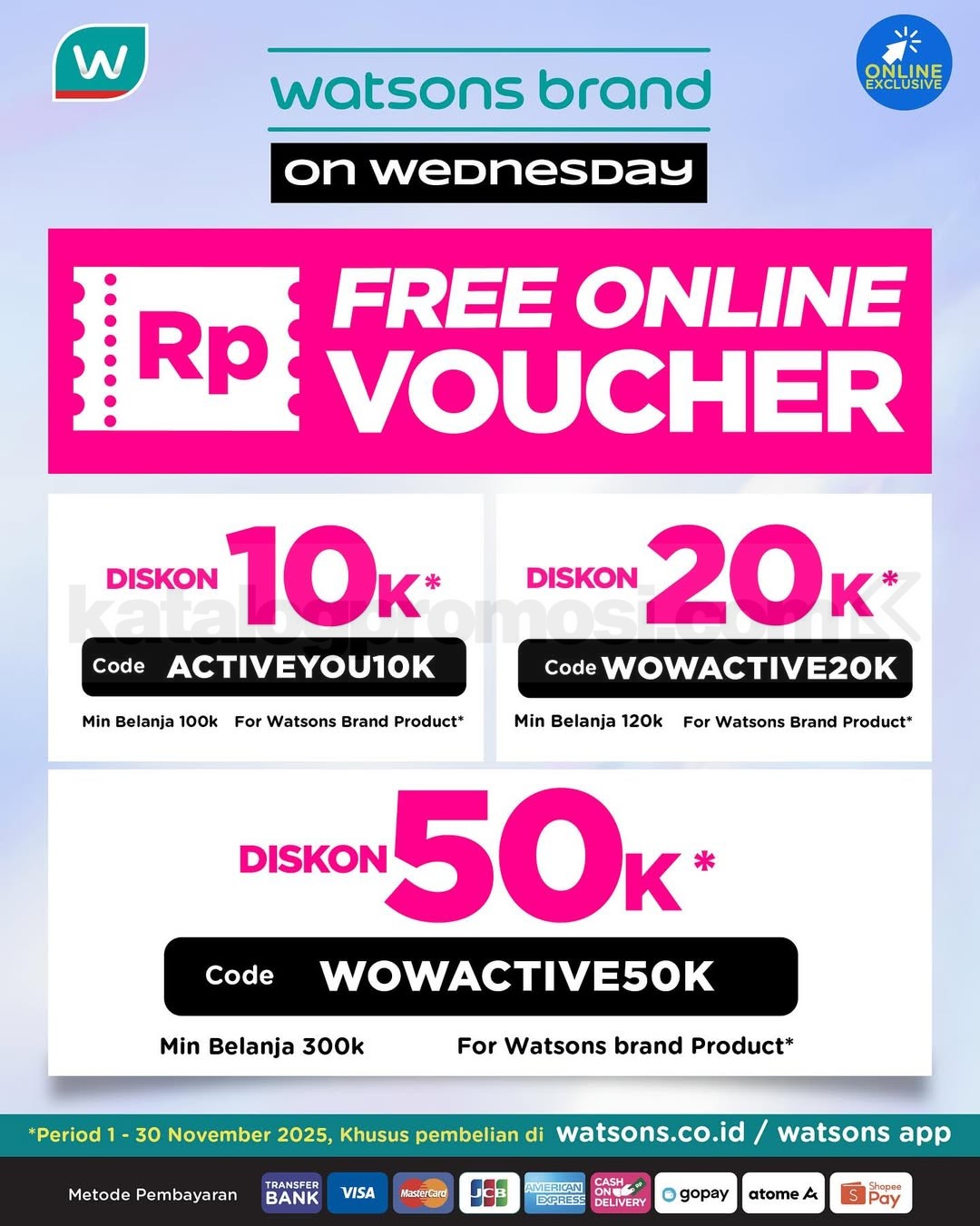 Promo WOW! Watsons Brand On Wednesday Diskon hingga 50% + 10%