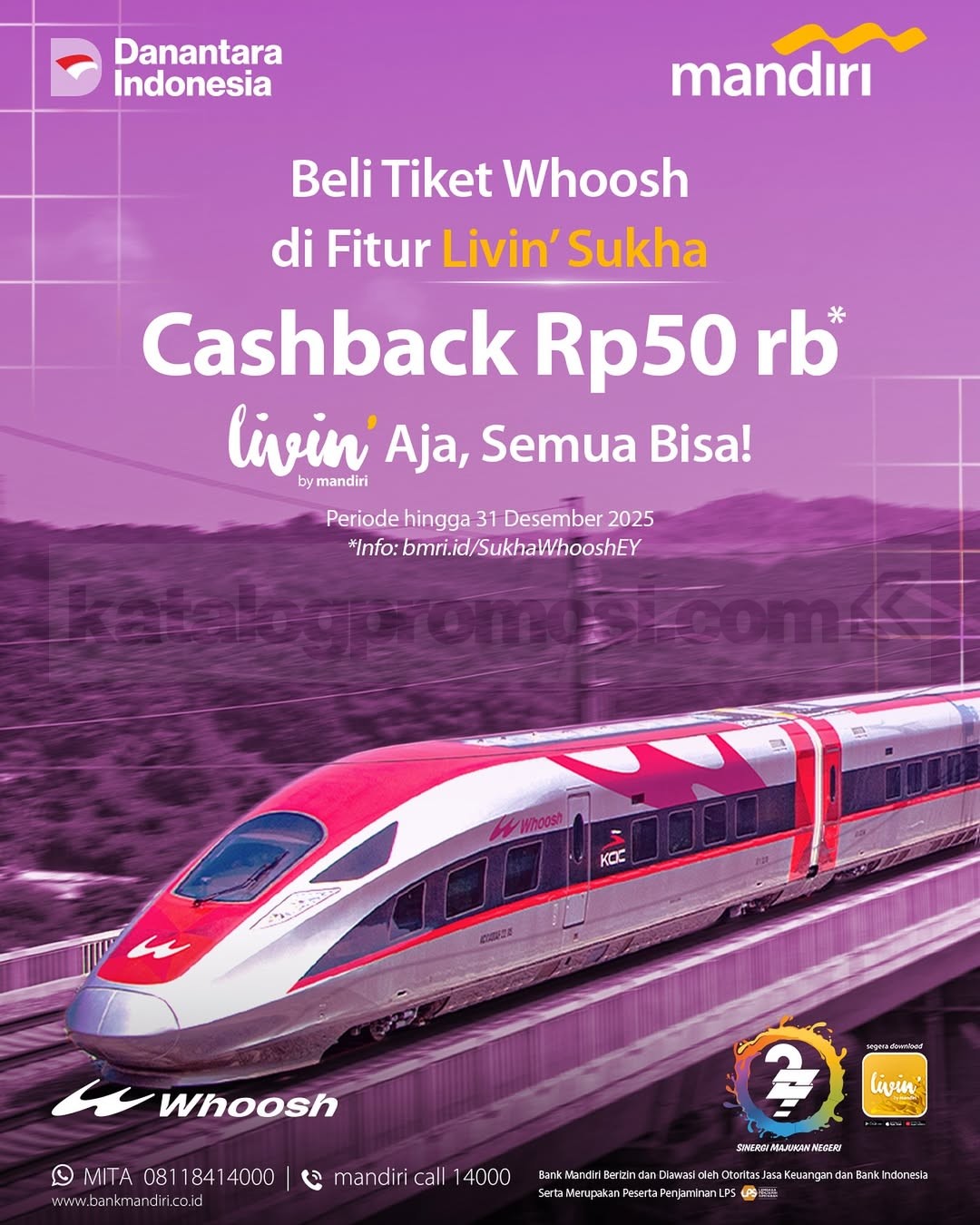 Promo Whoosh di Livin’ by Mandiri Cashback 50K