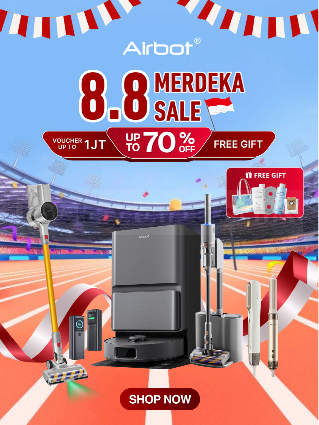 Promo Airbot 8.8 Merdeka Sale Diskon hingga 70% Promo Airbot 8.8 Merdeka Sale diskon hingga 70% dengan voucher belanja di Shopee