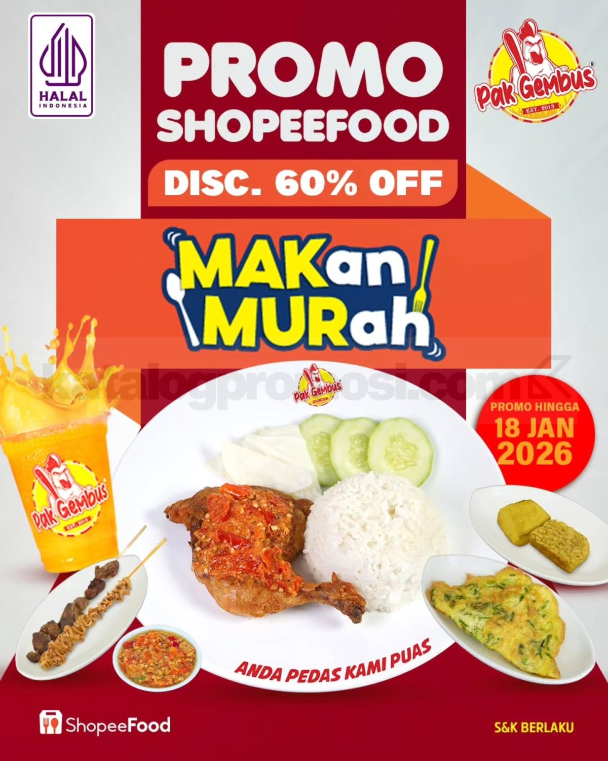 Promo Ayam Gepuk Pak Gembus ShopeeFood Diskon 60% Menu Hits Promo Ayam Gepuk Pak Gembus ShopeeFood diskon 60 menu hits sampai 18 Januari 2026