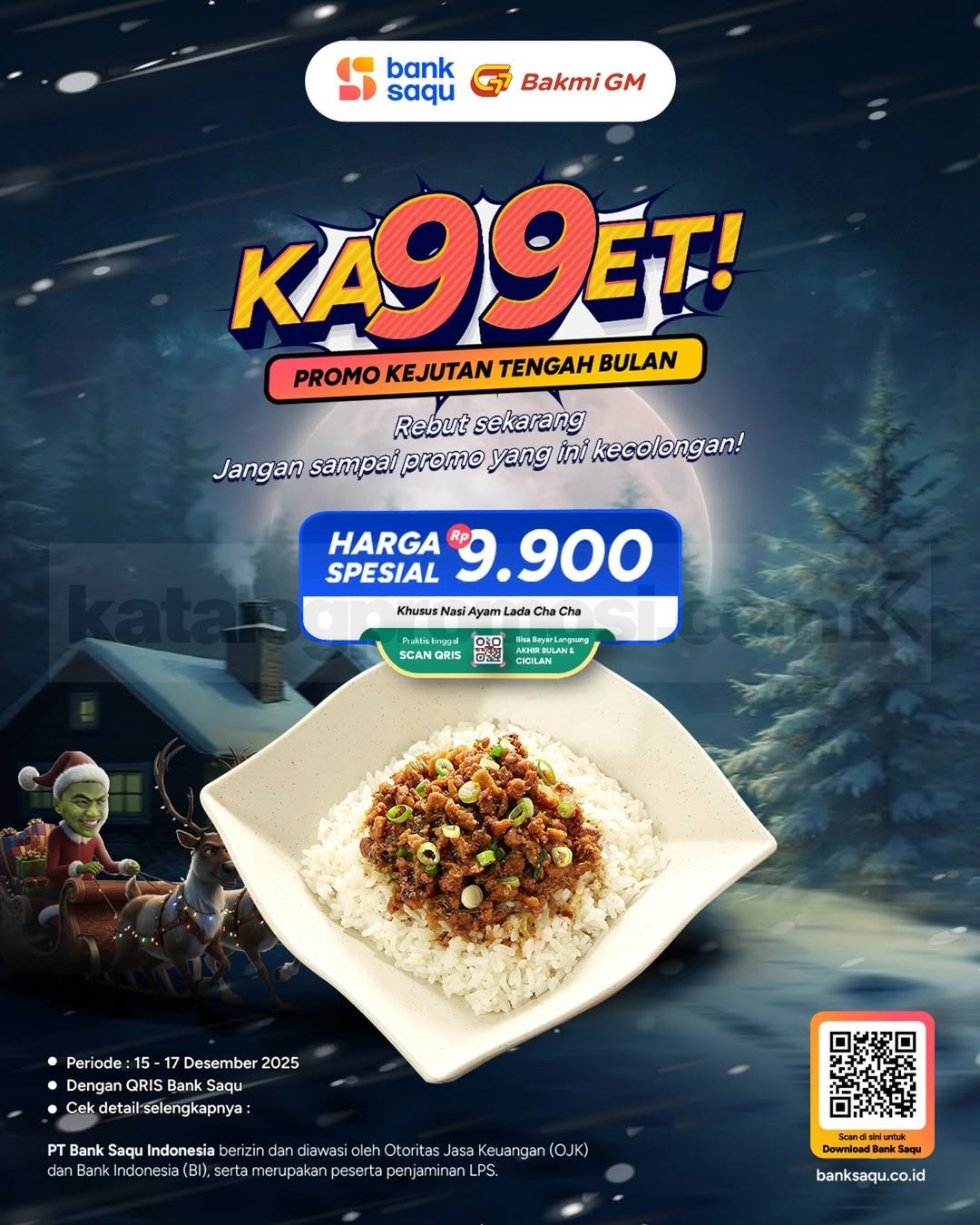 Promo Bakmi GM Bank Saqu Nasi Ayam Lada Cha Cha Rp. 9.900 Promo Bakmi GM Bank Saqu Nasi Ayam Lada Cha Cha Rp. 9.900 dengan pembayaran QRIS