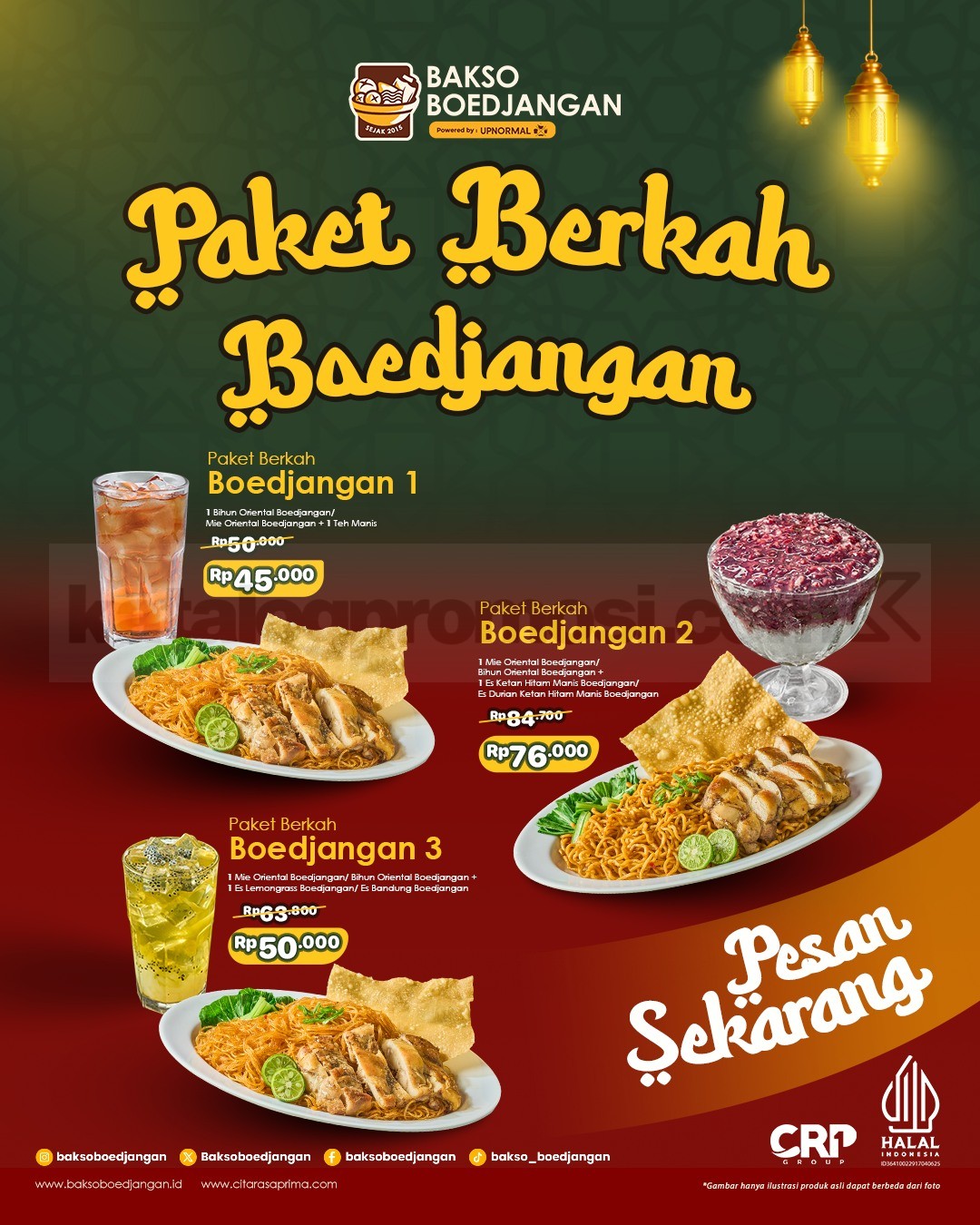Promo Bakso Boedjangan Paket Berkah Ramadhan mulai Rp. 45.000 Promo Bakso Boedjangan Paket Berkah Ramadhan mulai Rp. 45.000 dengan pilihan mie oriental dan minuman spesial