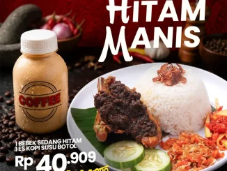Promo Bebek Carok Paket Hitam Manis Rp. 40.909 dengan Bebek Sedang Hitam dan Es Kopi Susu Botol