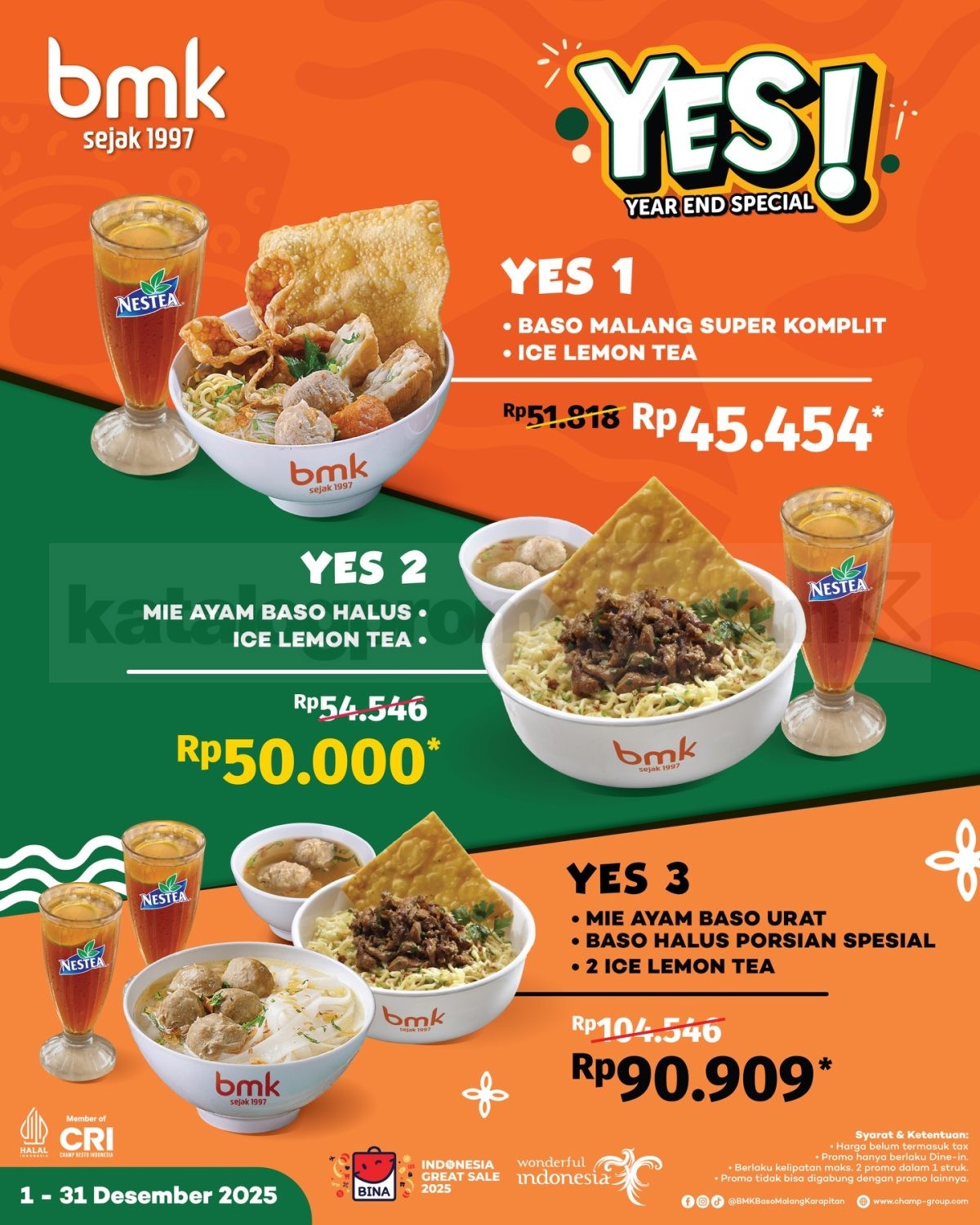Promo BMK Paket YES mulai Rp. 45.454 Promo BMK Paket YES mulai Rp. 45.454 dengan pilihan menu hemat akhir tahun