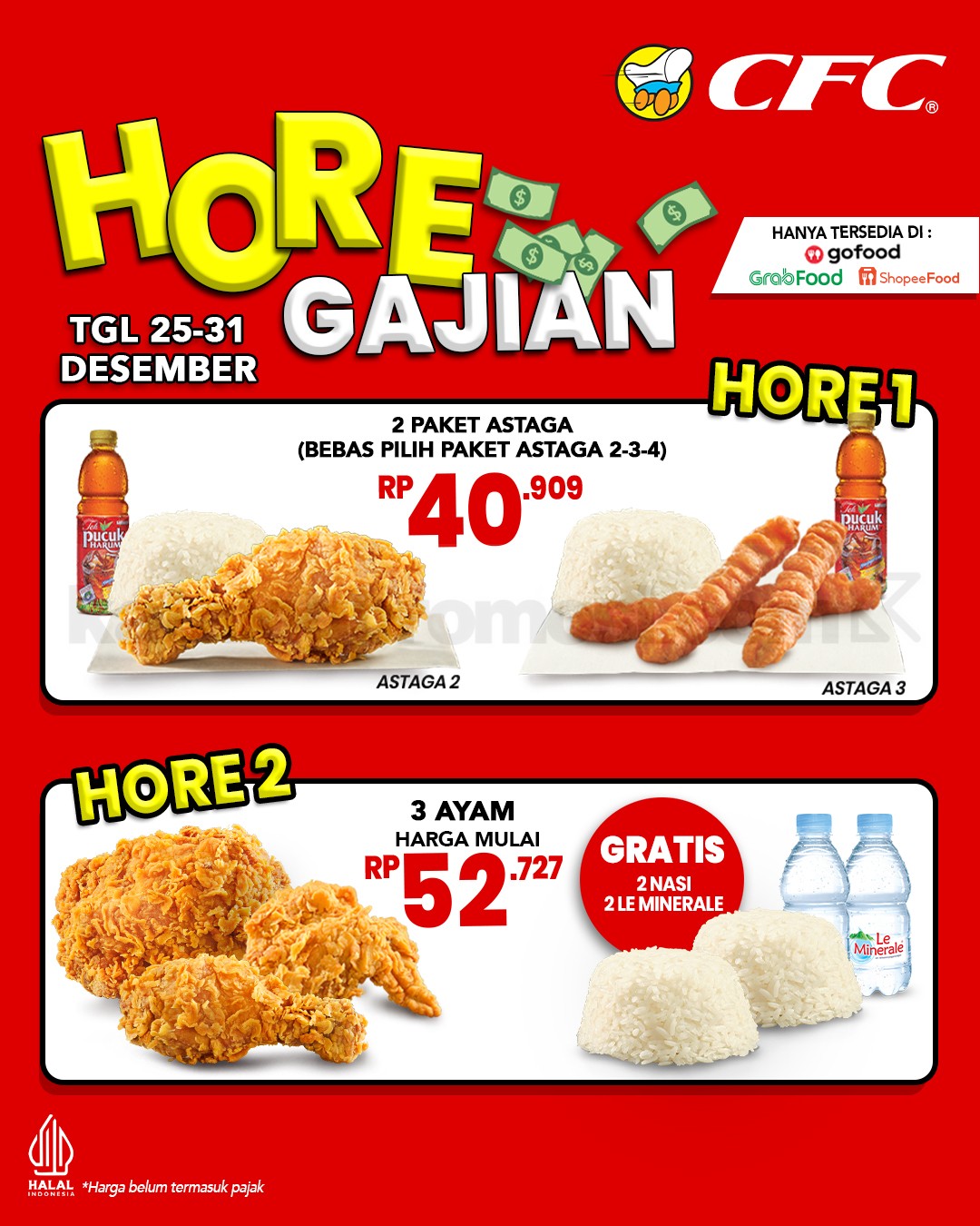 Promo CFC Hore Gajian Akhir Tahun mulai Rp. 40.909 Promo CFC Hore Gajian Akhir Tahun mulai Rp. 40.909 via aplikasi ojol