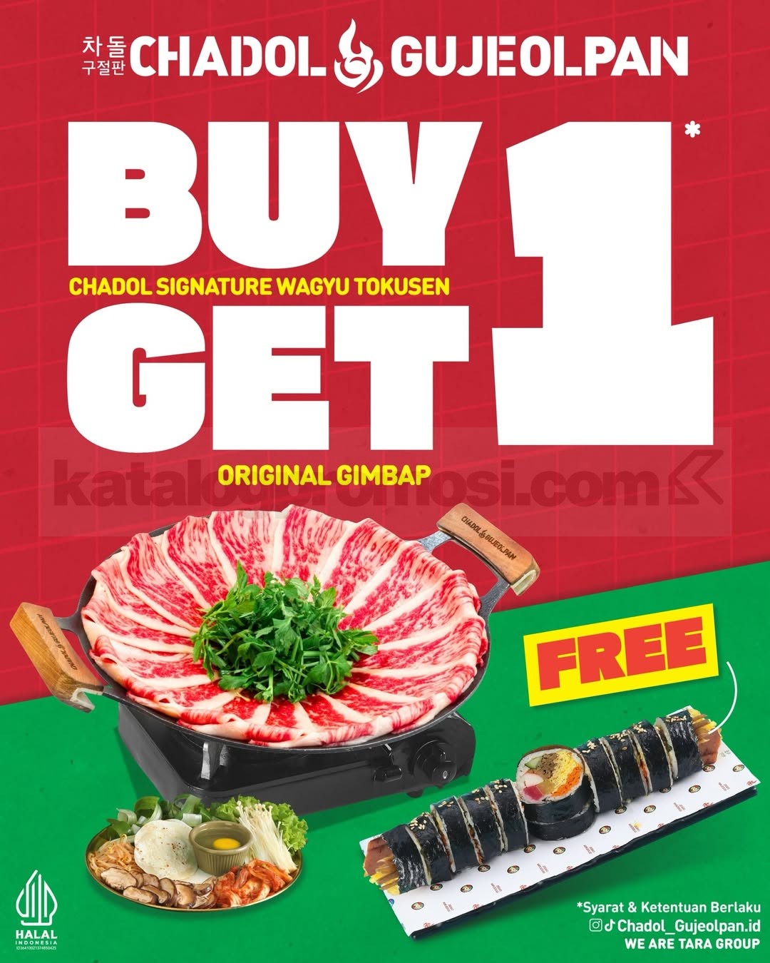 Promo Chadol Gujeolpan Beli 1 Gratis 1 Original Gimbap Promo Chadol Gujeolpan Beli 1 Gratis 1 Original Gimbap untuk pembelian Chadol Signature Wagyu Tokusen