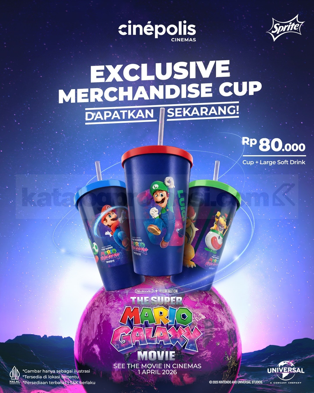 Promo Cinépolis Super Mario Galaxy Merchandise Cup Rp. 80.000 Promo Cinépolis Super Mario Galaxy Merchandise Cup Rp. 80.000 dengan large soft drink