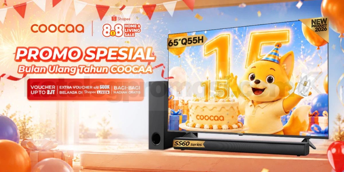 Promo COOCAA Shopee 8.8 Diskon hingga Rp. 2 Juta Promo COOCAA Shopee 8.8 Diskon hingga Rp. 2 juta di Shopee
