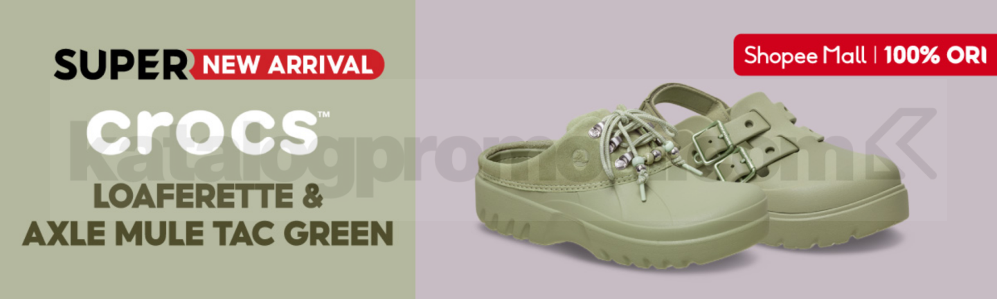 Promo Crocs NEW! Loaferette Clog dan Axle Mule Promo Crocs NEW! Loaferette Clog dan Axle Mule koleksi terbaru dengan desain stylish