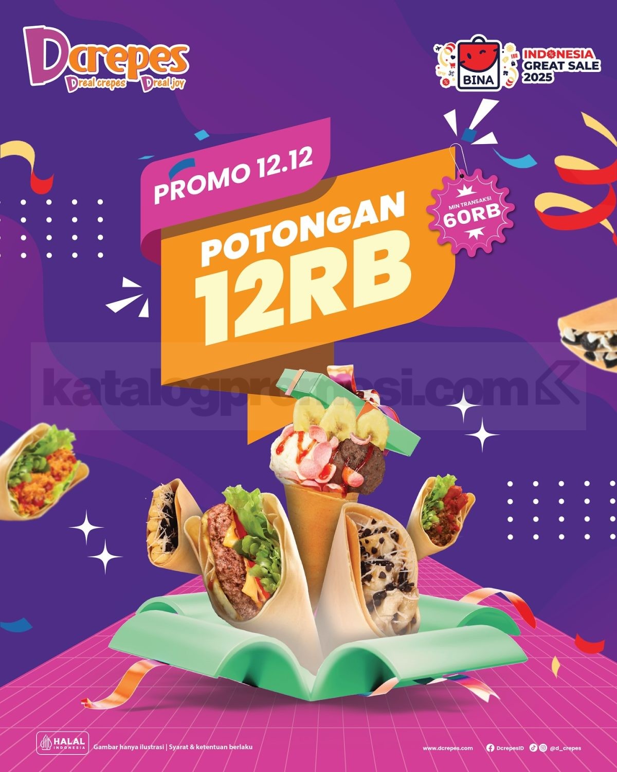 Promo Dcrepes 12.12 Diskon Rp. 12.000 Promo Dcrepes 12.12 Diskon Rp. 12.000 berlaku 12–21 Desember 2025 dengan minimum transaksi Rp. 60.000.