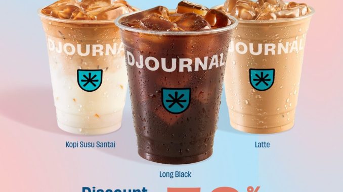 Promo DJOURNAL Holiday Delivery Kopi diskon hingga 50% via GoFood GrabFood ShopeeFood