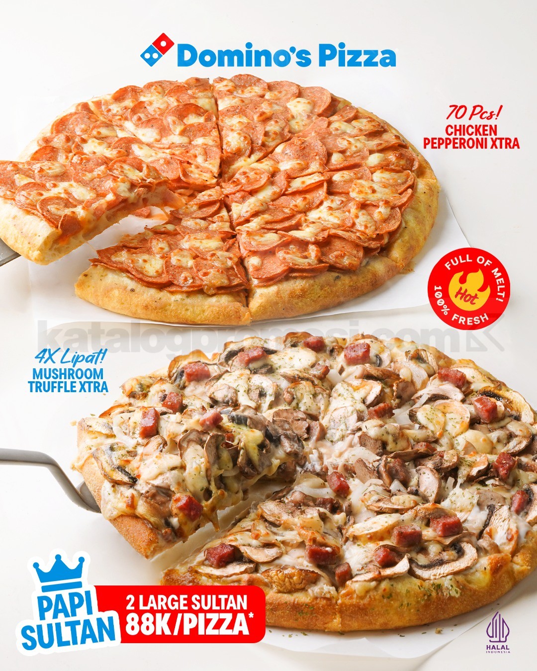 Promo Dominos Pizza Dua Large Pizza Sultan Topping Brutal Mulai Rp. 88.000 Promo Dominos Pizza Dua Large Pizza Sultan topping brutal ukuran large