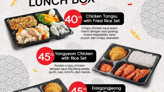 Promo Ebiga Jjamppong Lunch Box mulai Rp.40.000 dengan menu ayam crispy lengkap dan hemat