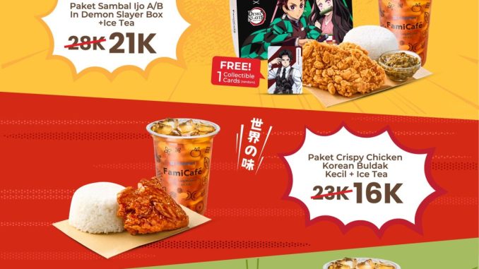 Promo FamilyMart Rachick Rabu Crispy Chicken mulai Rp.15.000 dengan paket ayam dan Ice Tea.