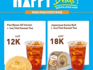 Promo FamilyMart Sarapan Pagi-Pagi Kenyang Mulai Rp. 12.000 dengan dua pilihan paket lengkap dan teh.