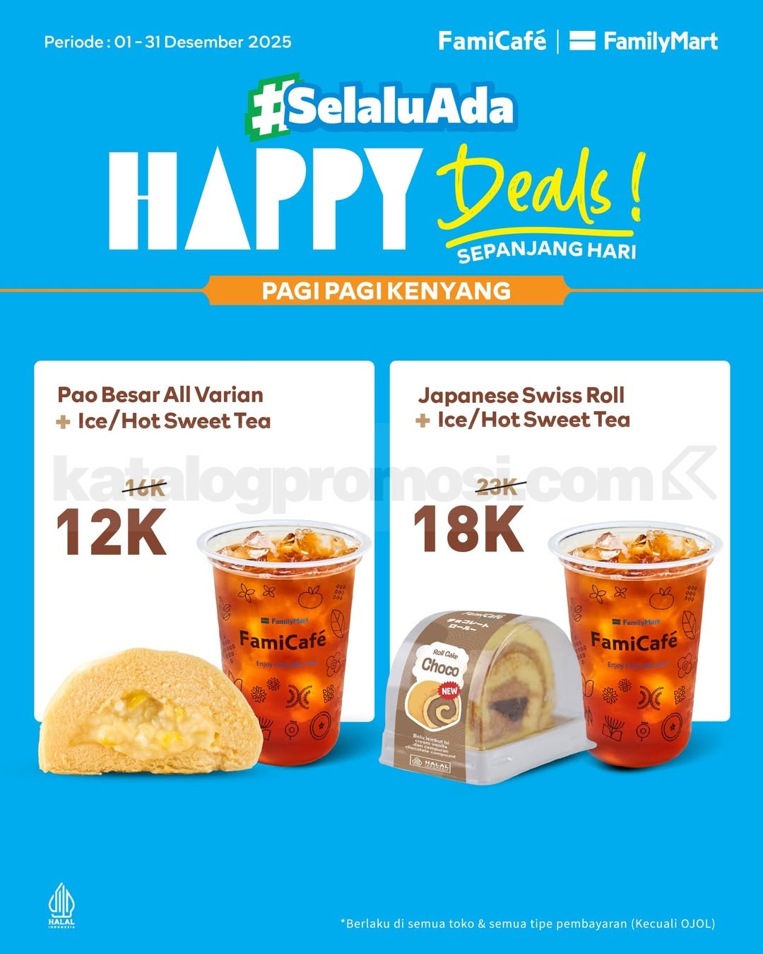 Promo FamilyMart Sarapan Pagi-Pagi Kenyang Mulai Rp. 12.000 Promo FamilyMart Sarapan Pagi-Pagi Kenyang Mulai Rp. 12.000 dengan dua pilihan paket lengkap dan teh.