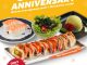 Promo Genki Sushi Anniversary Set cuma Rp 120.000, nikmati Rainbow Roll, Shrimp Ebi Nigiri, Mini Salad & Matcha Ice Cream.