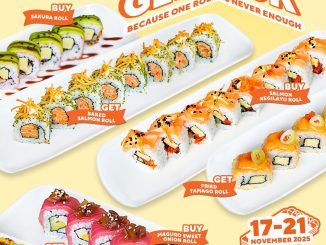 Promo Genki Sushi Buy 1 Get 1 Supreme Sushi, nikmati 2 sushi dengan harga 1, berlaku 17–21 November 2025