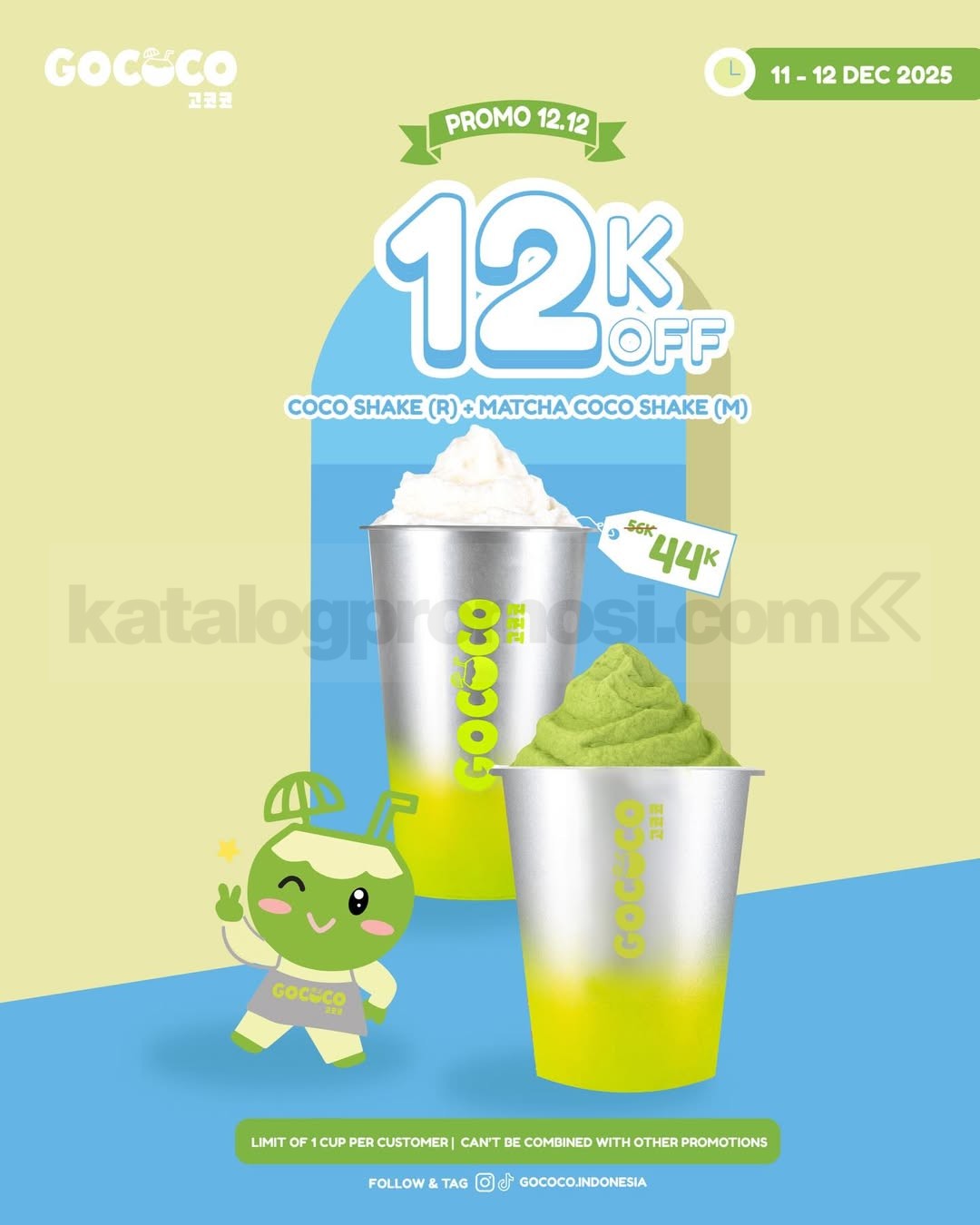 Promo Gococo 12.12 Diskon Minuman Rp. 12.000 Promo Gococo 12.12 Diskon Minuman Rp. 12.000, Coco Shake & Matcha Coco Shake spesial Twindate