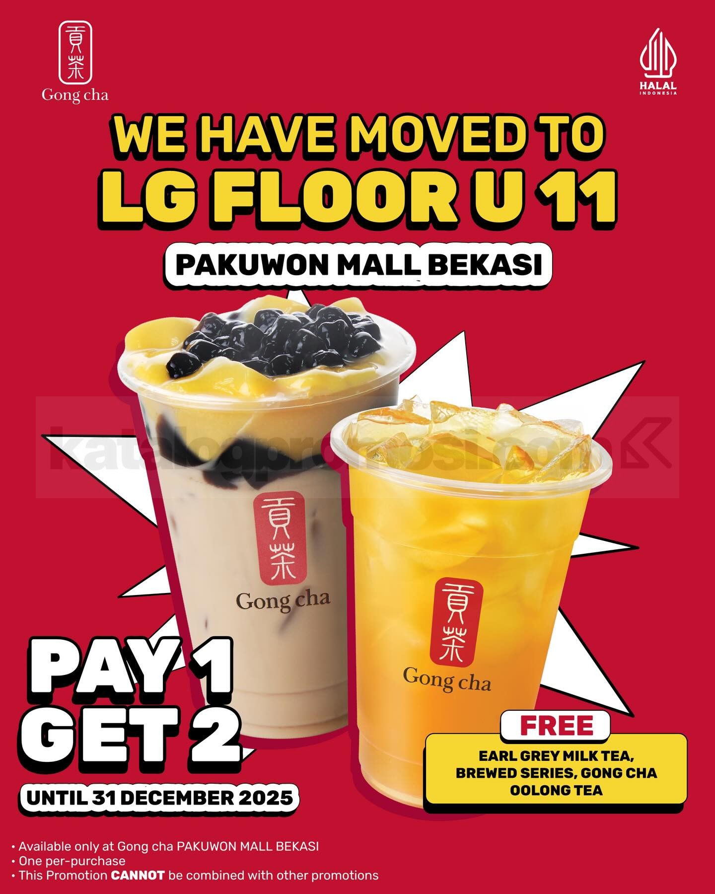Promo Gong Cha Opening Pakuwon Mall Bekasi Pay 1 Get 2 Promo Gong Cha Grand Opening Pakuwon Mall Bekasi Pay 1 Get 2 minuman medium gratis hingga 31 Desember 2025