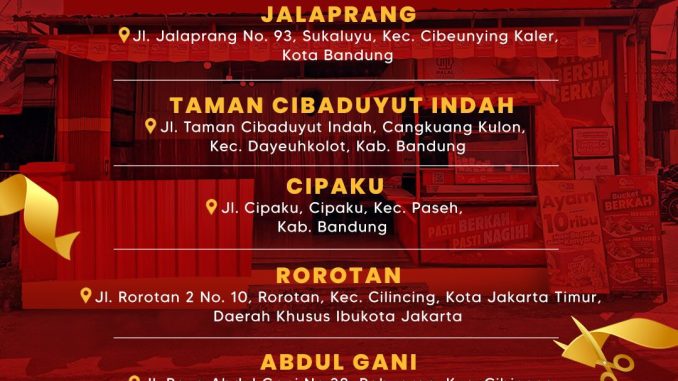 Promo Grand Opening Ayam Bersih Berkah Buy 1 Get 1 dengan periode promo dan daftar outlet baru