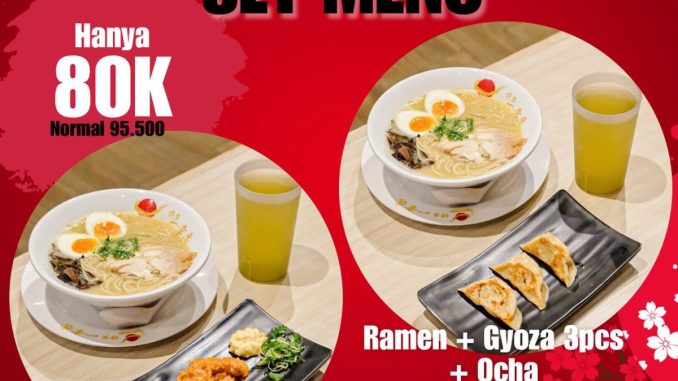 Promo Hakata Ikkousha Set Makan Siang cuma Rp.80.000 dengan Ramen + Karaage/Gyoza + ocha
