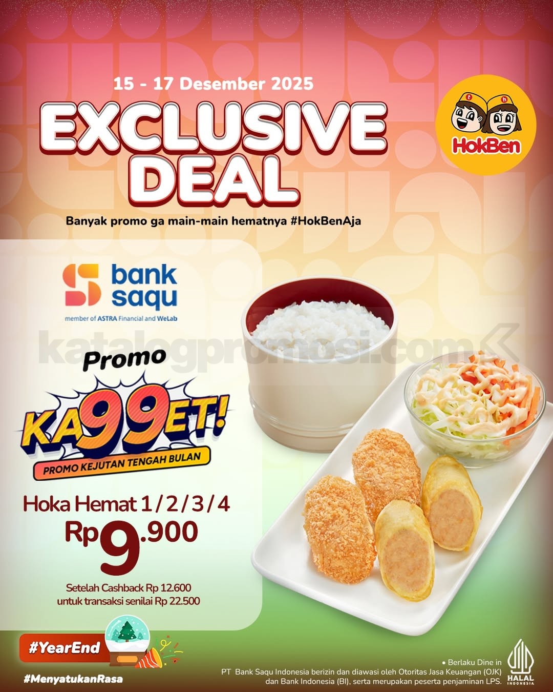 Promo HokBen Bank Saqu Hoka Hemat Rp. 9.900 Promo HokBen Bank Saqu Hoka Hemat Rp. 9.900 dengan cashback QRIS Bank Saqu