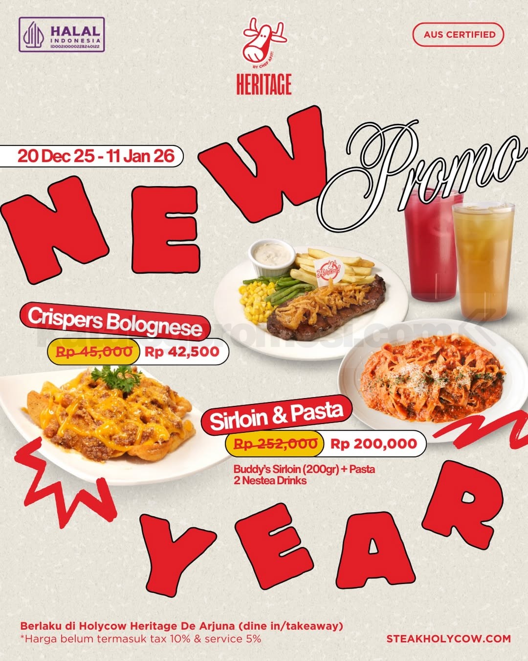 Promo Holycow Heritage De Arjuna New Year Menu mulai Rp. 42.500 Promo Holycow Heritage De Arjuna New Year Menu mulai Rp. 42.500