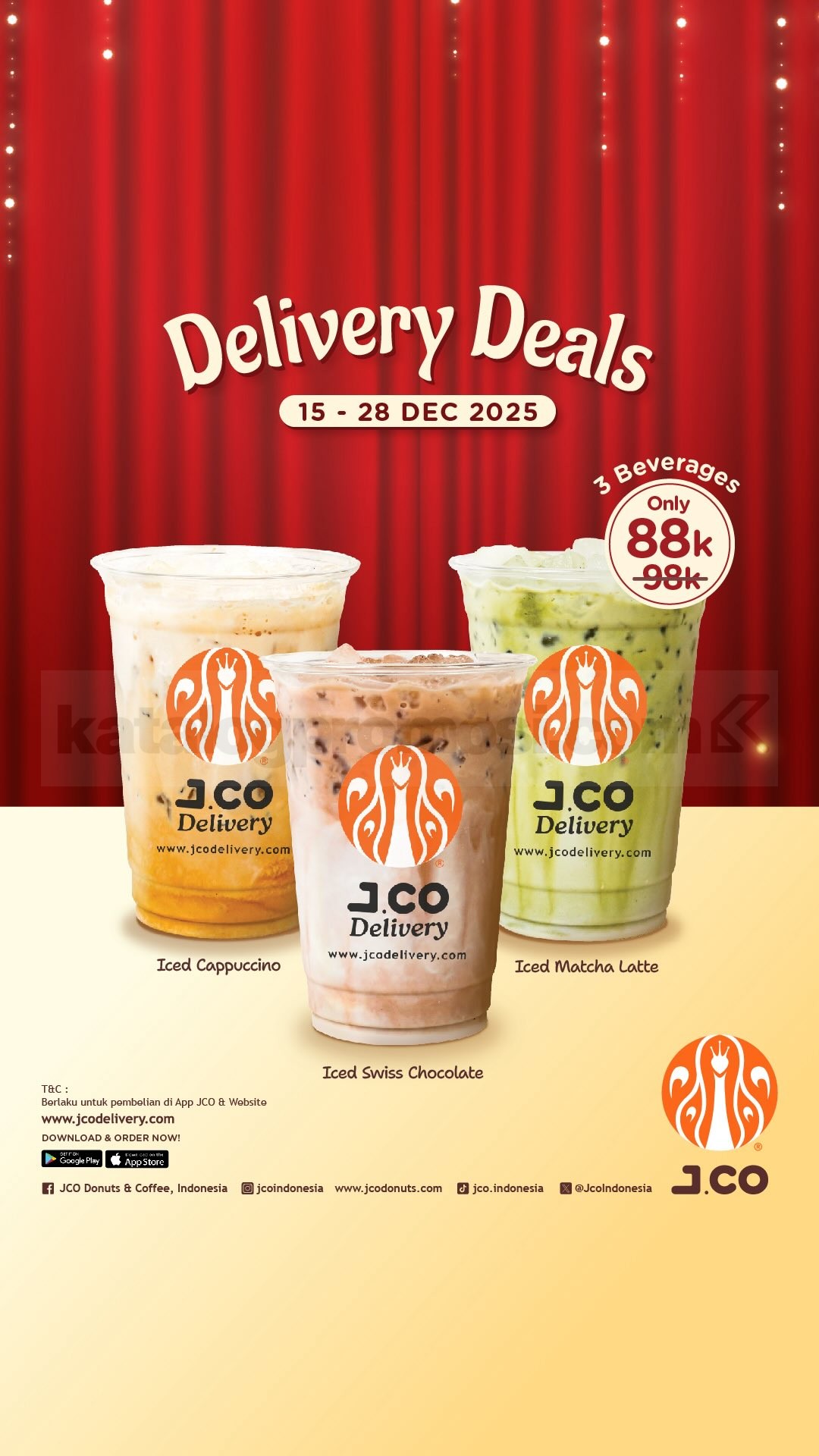 Promo JCO Delivery Deals 3 Beverages Rp. 88.000 Promo JCO Delivery Deals 3 Beverages Rp. 88.000 via JCO App dan Website