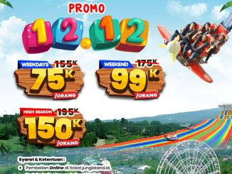 Promo Jungleland 12.12 Tiket Mulai Rp.75.000 weekday Rp75K weekend Rp99K high season Rp150K
