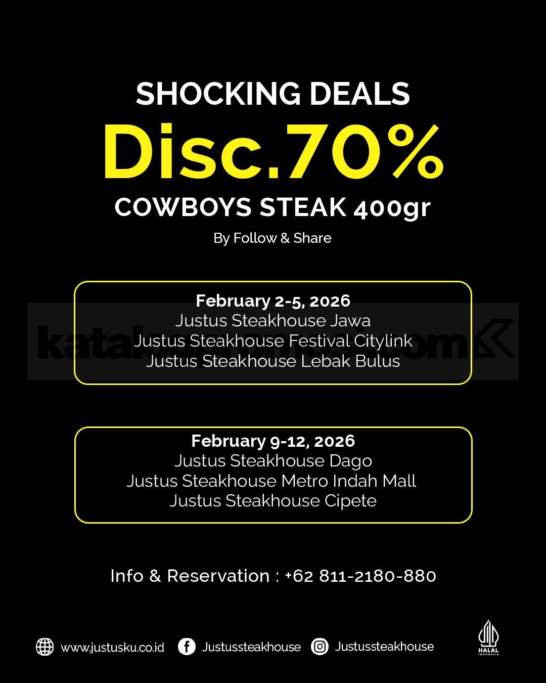 Promo Justus Steakhouse Shocking Deals Cowboy Steak Diskon 70% Promo Justus Steakhouse Shocking Deals Cowboy Steak Diskon 70% 1