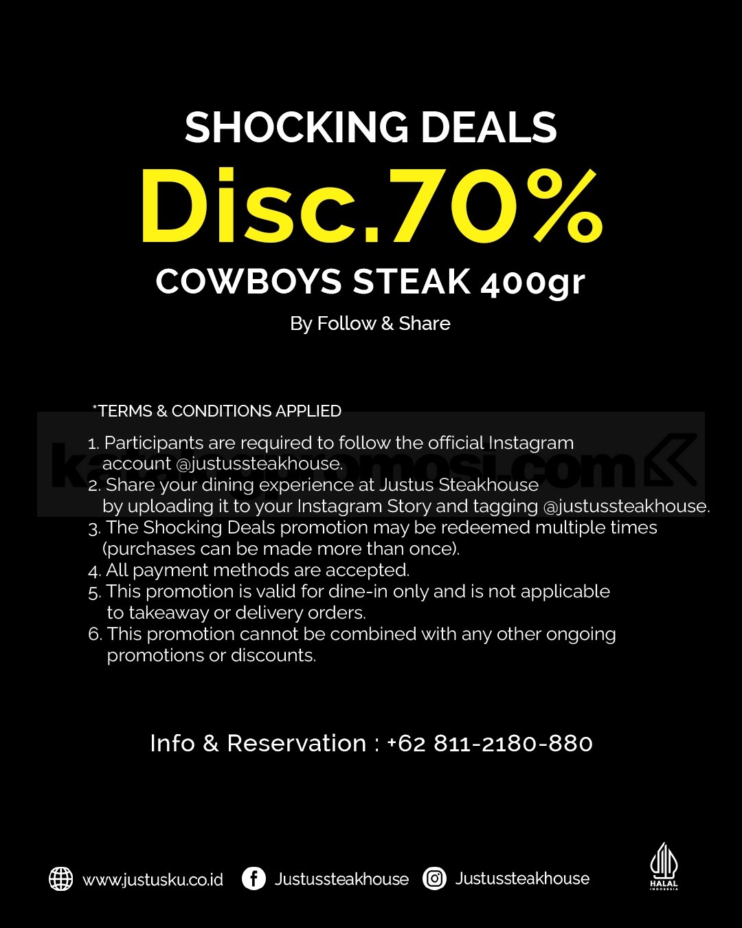 Promo Justus Steakhouse Shocking Deals Cowboy Steak Diskon 70% Promo Justus Steakhouse Shocking Deals Cowboy Steak Diskon 70% 2