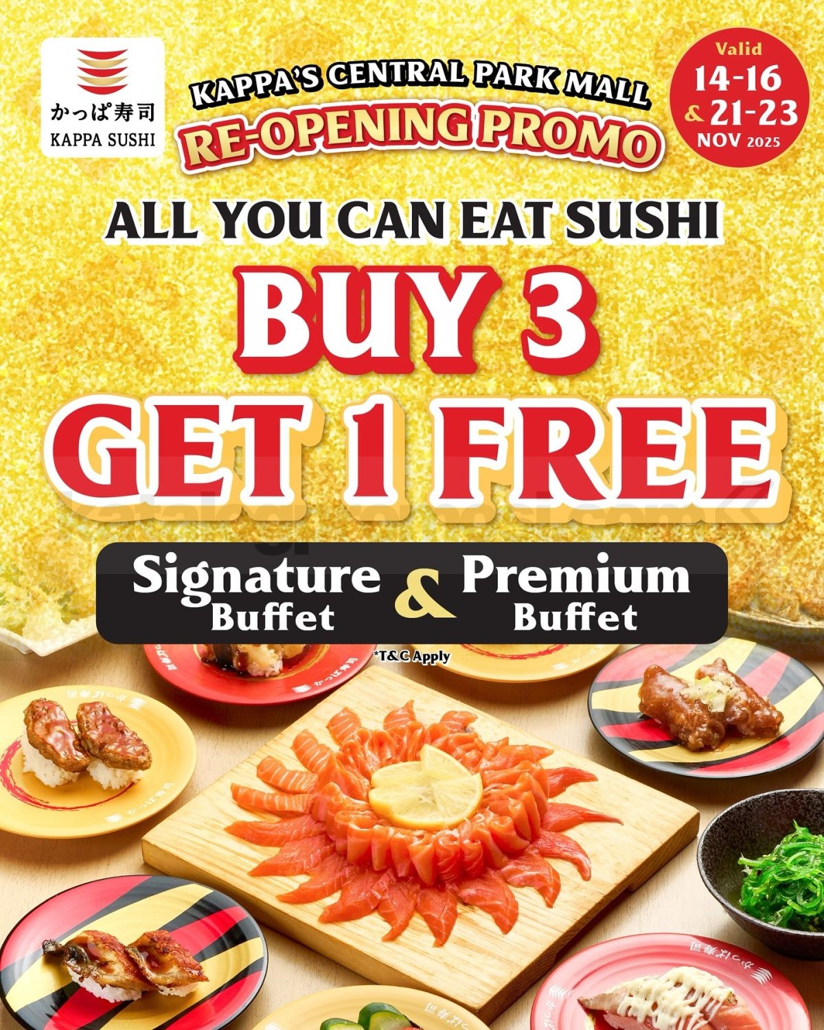 Promo Kappa Sushi Re-Opening Buy 3 Get 1 & Extra Piece Promo Kappa Sushi Re-Opening Buy 3 Get 1 & Extra Piece 2