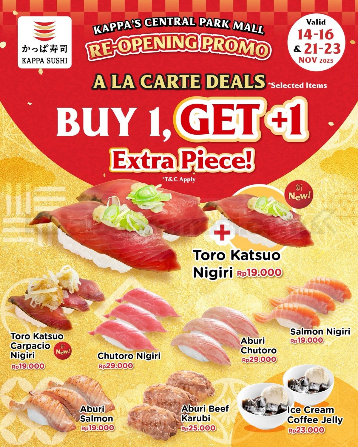 Promo Kappa Sushi Re-Opening Buy 3 Get 1 & Extra Piece Promo Kappa Sushi Re-Opening Buy 3 Get 1 & Extra Piece 3