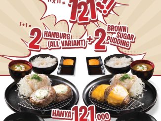 Promo Katsunyaka 121 Hamburg Set Rp. 121.000 dengan 2 hamburg set dan 2 brown sugar pudding