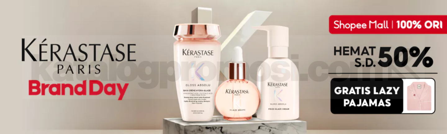 Promo Kérastase Brand Day Diskon hingga 50% Promo Kérastase Brand Day diskon hingga 50% dan gratis Lazy Pajamas di Shopee Mall.
