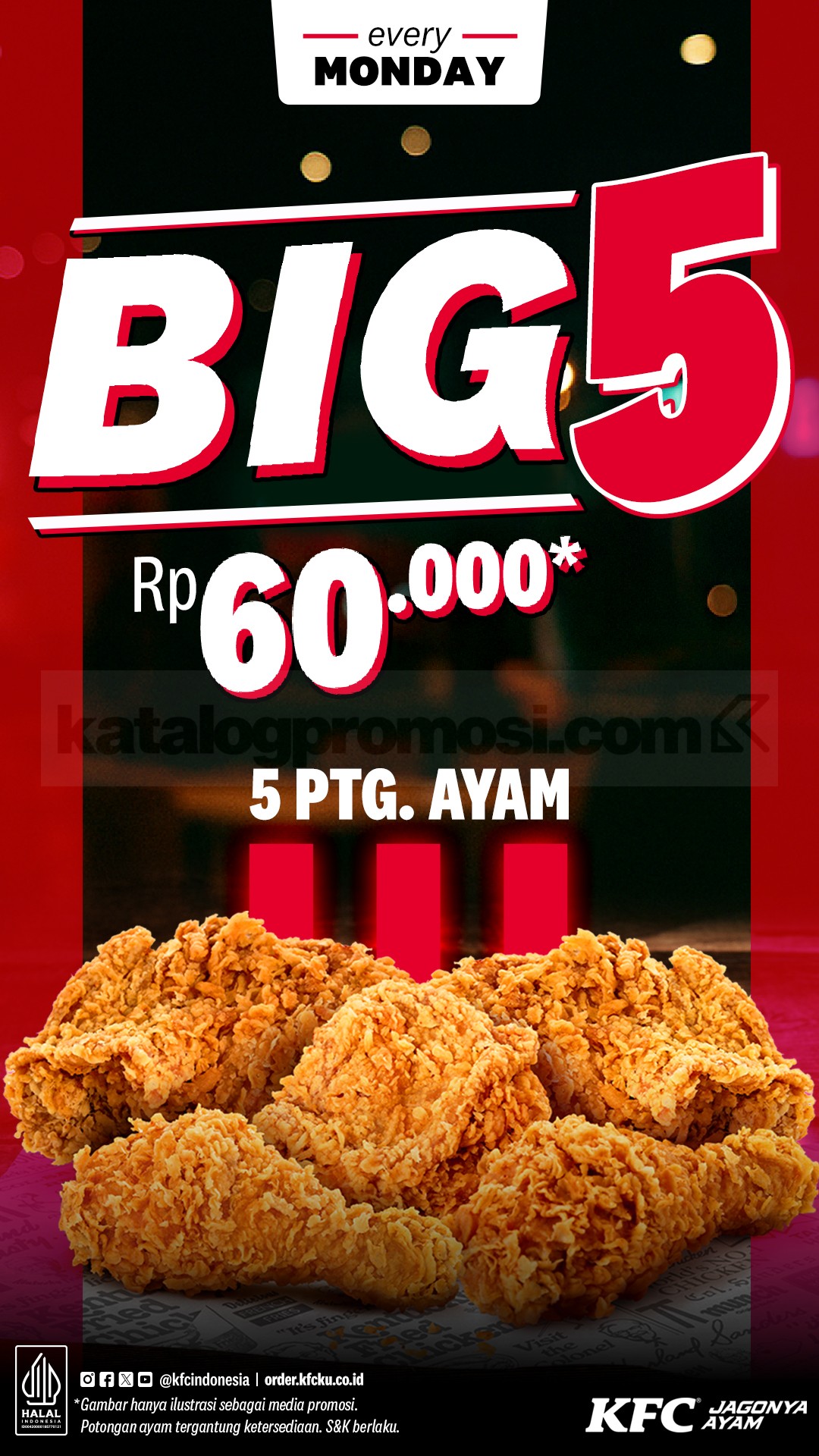 Promo KFC Big 5 Monday 5 Potong Ayam Rp. 60.000 Promo KFC Big 5 Monday 5 Potong Ayam Rp. 60.000 hemat setiap Senin