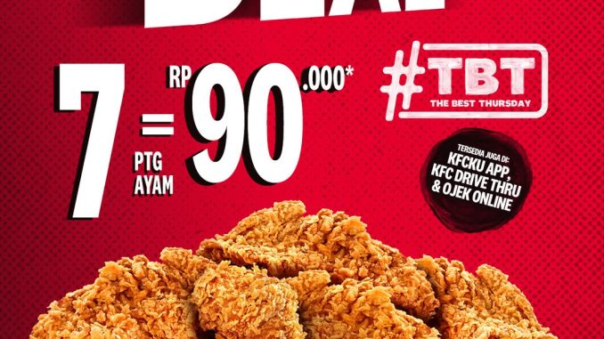 Promo KFC Crazy Deal 7 Potong Ayam Rp. 90.000 hemat tiap Kamis
