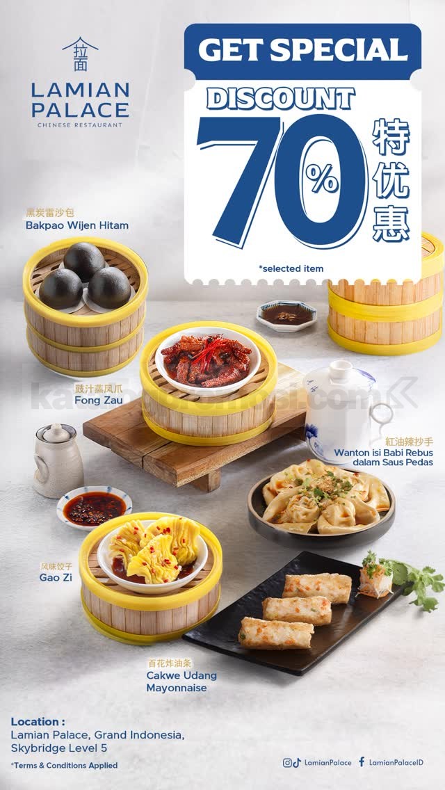Promo Lamian Palace Dimsum Diskon 70% Promo Lamian Palace Dimsum Diskon 70% pilihan menu favorit di Grand Indonesia