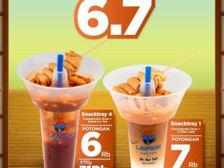 Promo Lawson 6.7 Snacktray Diskon hingga Rp.7.000 untuk Snacktray Cheesebokki Rose dan minuman.